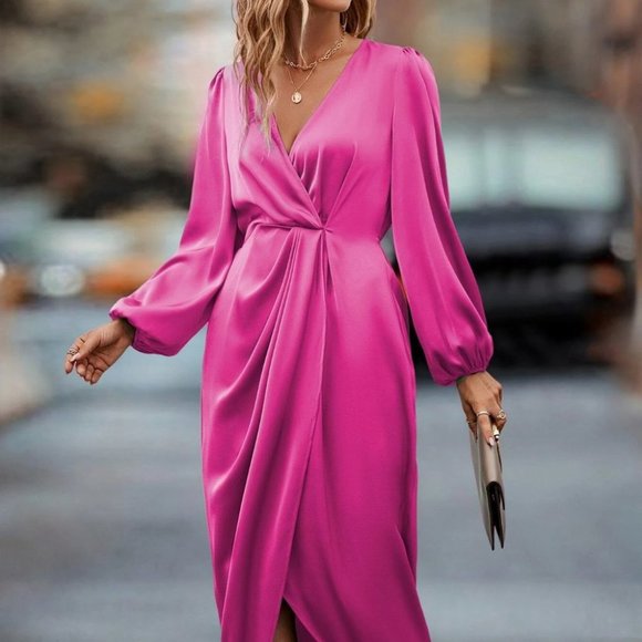 . Dresses & Skirts - Pink Preppy Womens Satin Dress